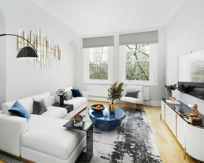 Salón con colores claros