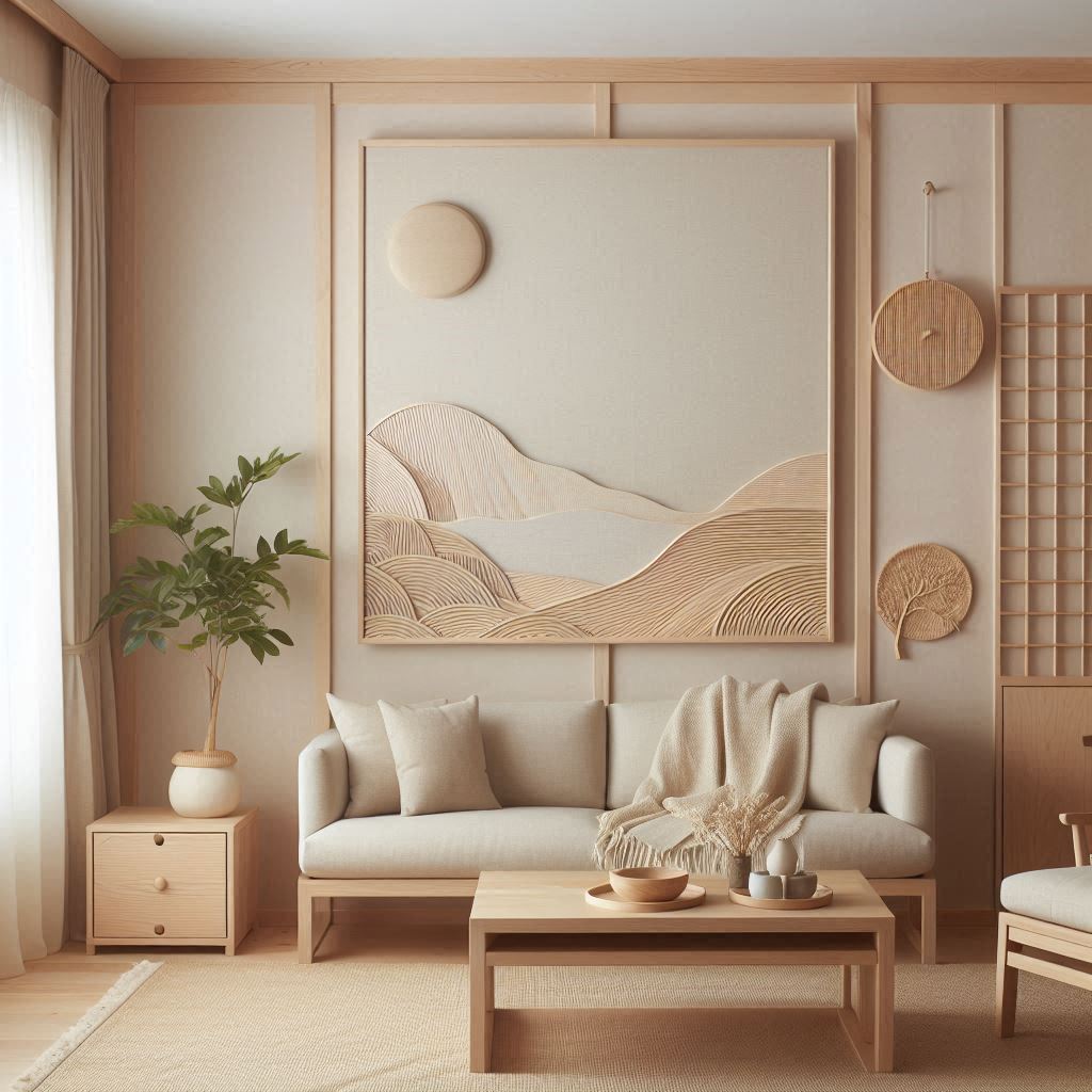 Paredes en beige claro o gris suave combinadas con mobiliario de madera clara